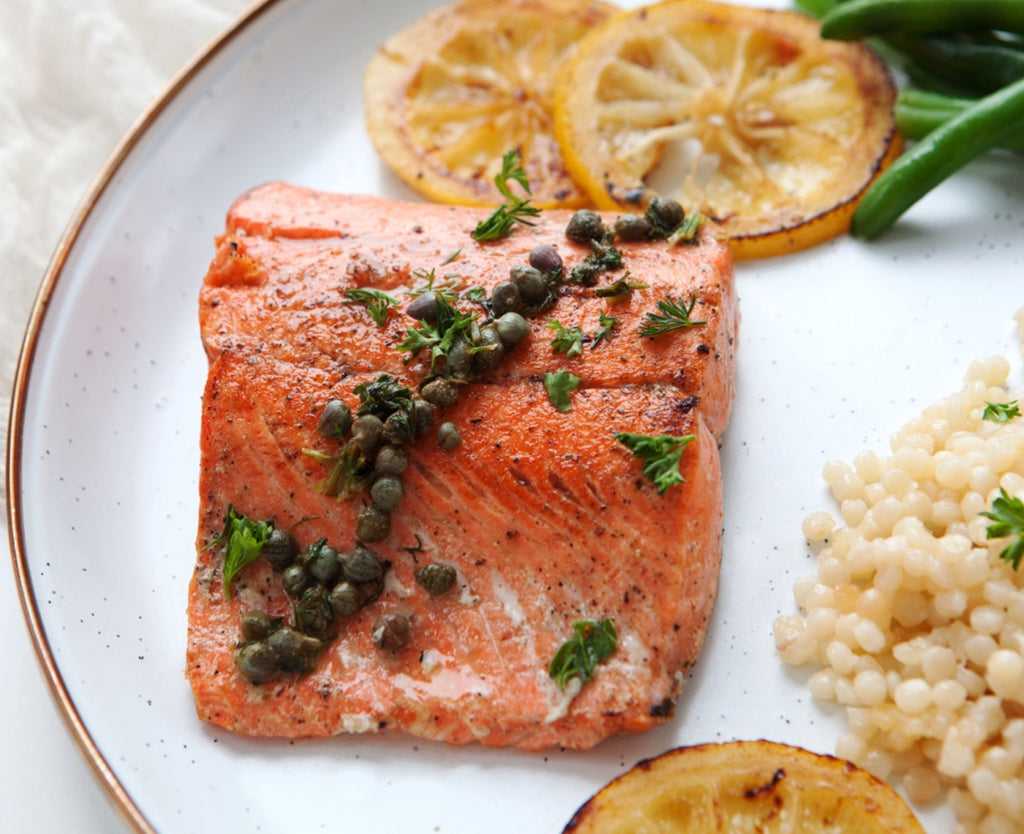 Crispy Salmon Fillets With Lemony Caper Sauce